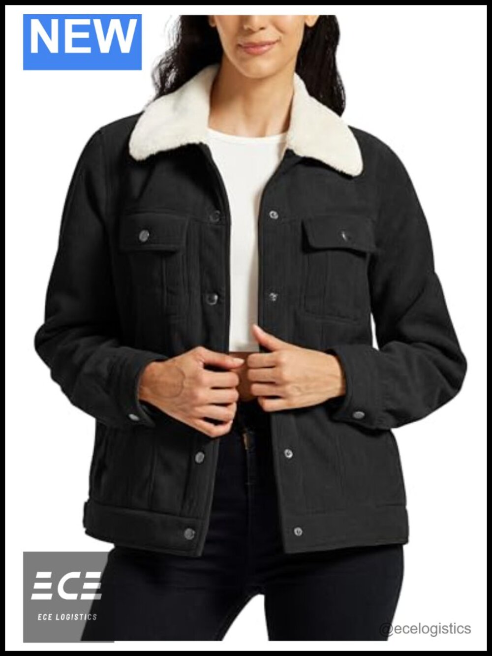 Corduroy Sherpa Fleece Lined Winter Coat Button Down Casual Jacket with Pockets